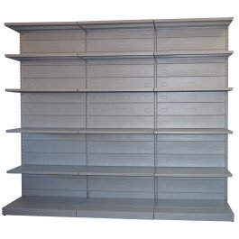 Scaffalatura da negozio di metallo verniciato alluminio cm. 45x30x250h