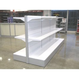 Scaffalatura di metallo per negozio e punto vendita colore alluminio e bianco cm. 100x60x140h