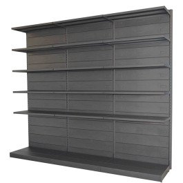 Modulo aggiuntivo scaffale in metallo verniciato nero ghisa per negozi di cm. 45x40x200h