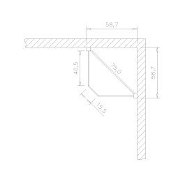 Modulo aggiuntivo angolare per scaffale a piani con mensole di cm. 70x40x250h