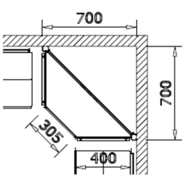 Modulo aggiuntivo ad angolo per scaffalatura metallica per negozi di cm. 70x70x250h