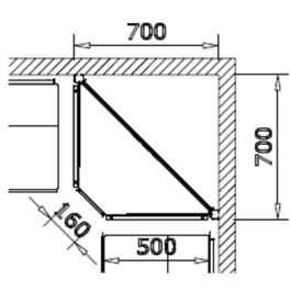 Modulo aggiuntivo ad angolo per scaffalatura metallica per negozi di cm. 70x70x250h