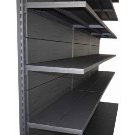 Scaffale metallico verniciato nero ghisa per arredo negozio modulo a parete cm. 100x50x300h
