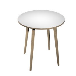 Tavolo a forma rotonda per sale riunioni con gambe in legno cm. 80/100x105h