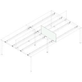 Schermo divisorio con 1 coppia di staffe per scrivania cm. 80x2x40h