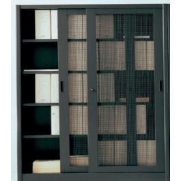 Armadio per archivio documenti da ufficio con piani interni regolabili in altezza e ante in rete cm. 180x60x200H