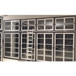Armadio metallico archivio da ufficio con ante a vetri cm. 150x37,5x200H