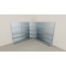 Scaffalatura da negozio a parete in metallo zincato con piani con mensole cm. 100x40x250h