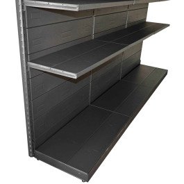 Modulo aggiuntivo scaffale metallico verniciato nero ghisa da negozi di cm. 100x30x200h