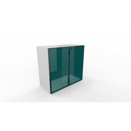 Contenitore da ufficio con ante in vetro laccato e struttura in melaminico cm. 90x45x85h