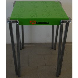 Tavolo metallico con piano Verniciato verde da negozio cm. 60x60x75h