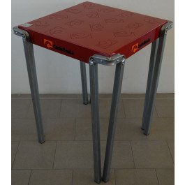 Tavolo in metallo con piano Verniciato rosso per negozio cm. 60x60x75h