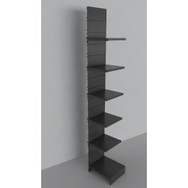Modulo aggiuntivo scaffale in metallo verniciato nero ghisa per negozio di cm. 45x50x300h