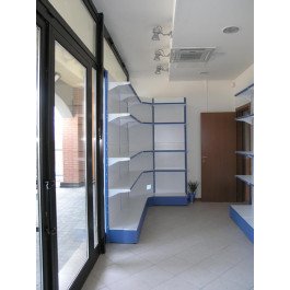 Scaffalatura da negozio in metallo modulo a parete con piani con mensole cm. 45x40x250h