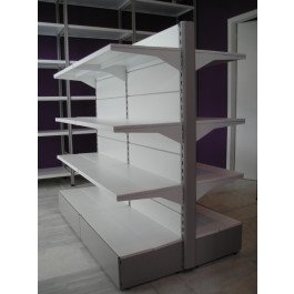 Scaffalatura da negozio in metallo con piani a mensole colore alluminio e bianco cm. 100x40x140h