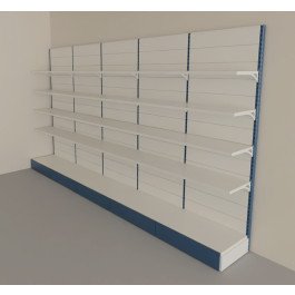 Scaffalatura metallica da negozio a parete con piani regolabili in altezza cm. 80x30x200h