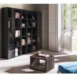 Libreria da ufficio con ante battenti in alluminio e vetro e piani interni regolabili cm. 45x45x210h