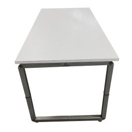 Tavolo per mensa con gamba metallica zincata ad anello e piano in melaminico da 6 persone cm. 160x80x72,5h
