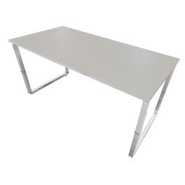 Tavolo mensa aziendale con gamba ad anello verniciata in metallo e piano in legno da 4 persone cm. 140x80x72,5h