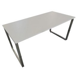 Tavolo per mensa con gamba metallica zincata ad anello e piano in melaminico da 6 persone cm. 160x80x72,5h