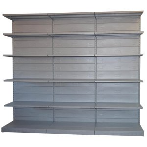 Scaffale da negozio in metallo verniciato con piani regolabili cm. 45x40x250h
