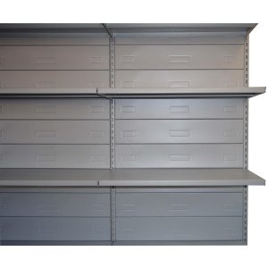 Scaffale metallico verniciato alluminio per arredo negozio cm. 97x50x250h