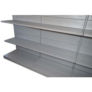 Scaffalatura in metallo verniciato alluminio da negozio cm. 97x30x200h