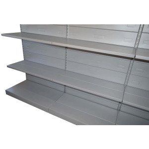 Scaffalatura metallica verniciata alluminio da negozio cm. 75x40x300h