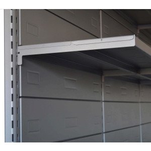 Scaffalatura a parete in metallo verniciato alluminio da negozi cm. 75x50x250h