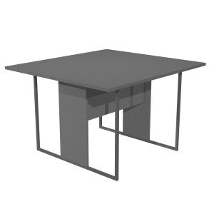 Tavolo riunioni con gambe in metallo a sezione quadrata, top e montante in melaminico cm. 120/180x110x74,4h