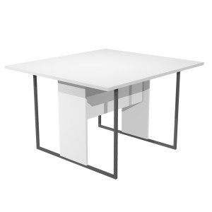 Tavolo riunioni con gambe in metallo a sezione quadrata, top e montante in melaminico cm. 120/180x110x74,4h