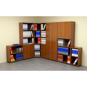 Libreria per ufficio fissa in legno con piani interni cm. 76x32x81,5h 
