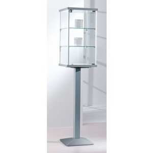 Vetrina per esposizione in vetro con piantana verticale in metallo verniciato cm. 45x45x195h