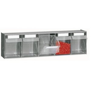 Scaffale in plastica con struttura grigia con cassetti trasparenti cm. 60x32,5x175h