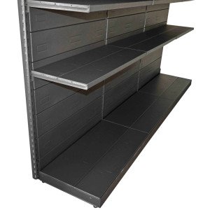 Scaffale in metallo verniciato nero ghisa per arredamento di negozi cm. 45x50x250h