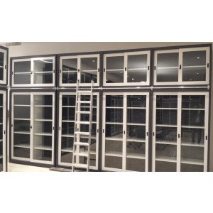 Armadio ufficio da archiviazione con piani e ante in vetro temperato cm. 180x37,5x200H