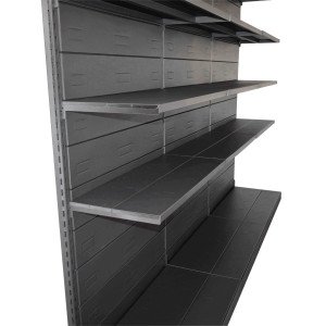 Modulo aggiuntivo scaffale metallico verniciato nero ghisa da negozi di cm. 100x30x200h
