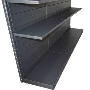 Scaffale metallo verniciato nero ghisa per negozio cm. 100x40x200h