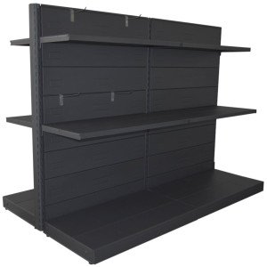 Modulo di scaffale in metallo per negozio a centro stanza colore nero ghisa cm. 100x60x140h
