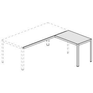 Allungo per scrivania con piano in melaminico e gambe in alluminio a sezione triangolare cm. 100x60x75h