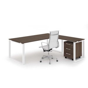 Allungo laterale per scrivania OFFICE DIREZIONALE con gamba ad anello e piano in legno prof. 60 cm.