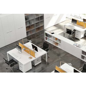 Libreria da ufficio con ante battenti in alluminio e vetro e piani interni regolabili cm. 90x45x210h
