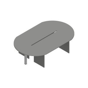 Tavolo riunione ovale in melaminico verniciato con struttura pannellata cm. 264/284/304X164X75H