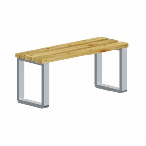 Panca da spogliatoio con struttura in metallo zincato e seduta in legno naturale a 3 posti di cm. 100
