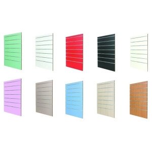 Espositore a parete in vari colori con pannelli dogati cm. 91x45x134h 