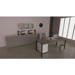 Scrivania per ufficio moderno con struttura in tubolare nero ghisa e piano in vari colori a scelta cm. 160x80x75h