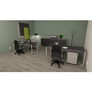 Contenitore ufficio con struttura colore grigio e ante battenti in melaminico cm. 270x43x87h