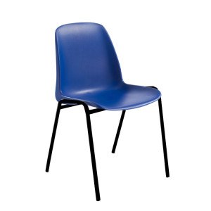 Kit n°4 sedie con gambe in acciaio nero e scocca in polipropilene blu per mense