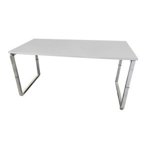 Tavolo per mensa con gamba ad anello in ferro verniciato e piano in melaminico da 6 persone cm. 160x80x72,5h