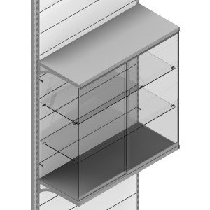 Vetrina pensile con due piani interni per scaffale negozio cm. 97x40x100h